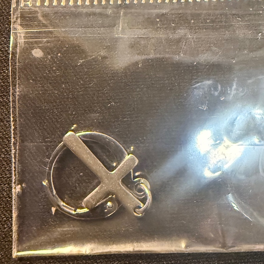 Single Silver Tone Hoop Earring with Cross Charm – Minimalist Drop